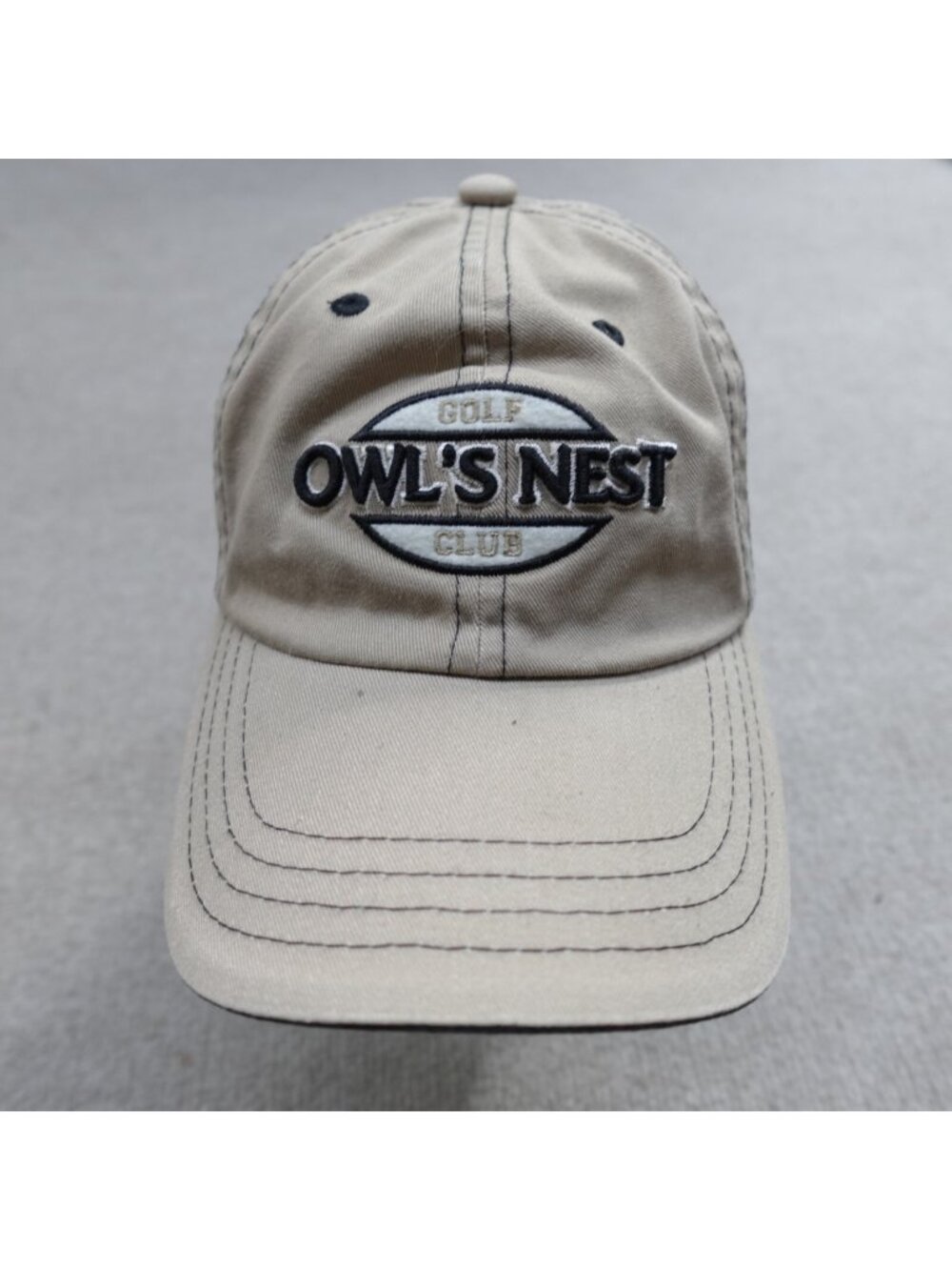Owl's Nest Golf Club Hat Strapback Beige Embroidered Campton